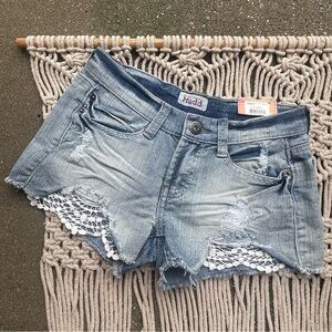 New Mudd Jean Shorts with Lace Juniors Size 3